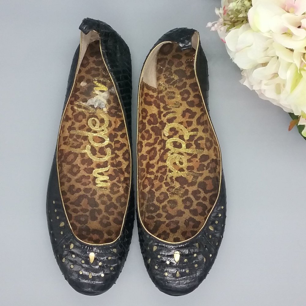 Sam Edelman Black/Gold "Capri" Ballet Flats